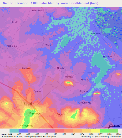Nambo,Uganda Elevation Map