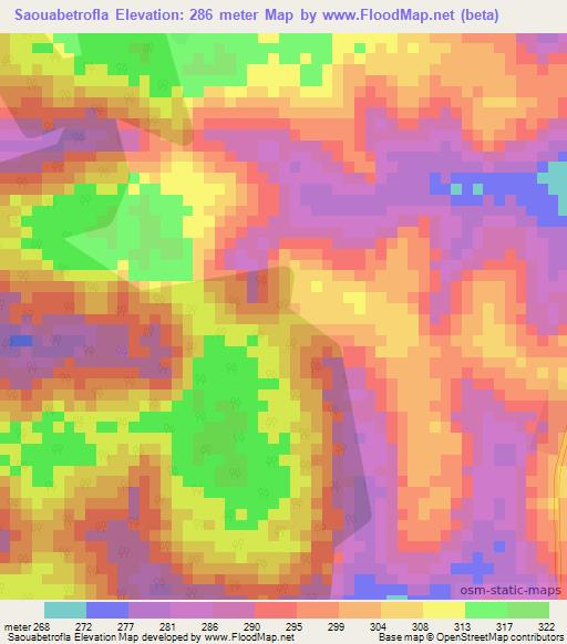 Saouabetrofla,Ivory Coast Elevation Map