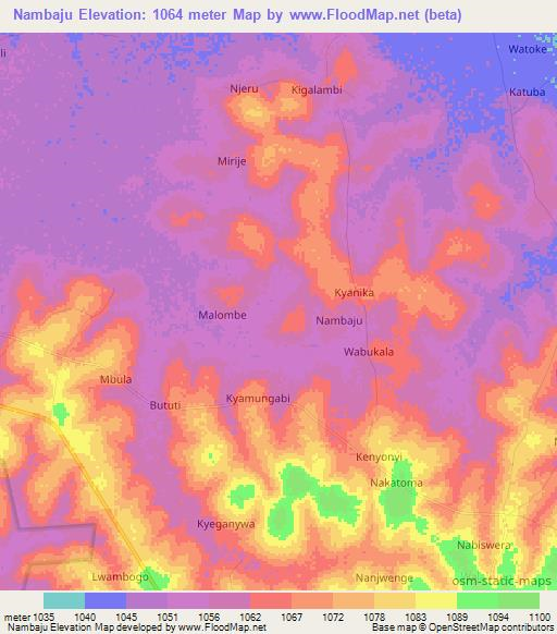 Nambaju,Uganda Elevation Map