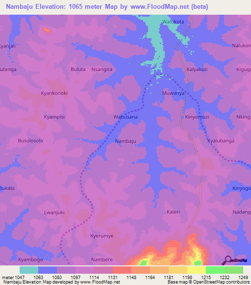 Nambaju,Uganda Elevation Map