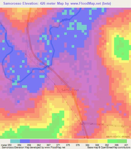 Samorosso,Ivory Coast Elevation Map