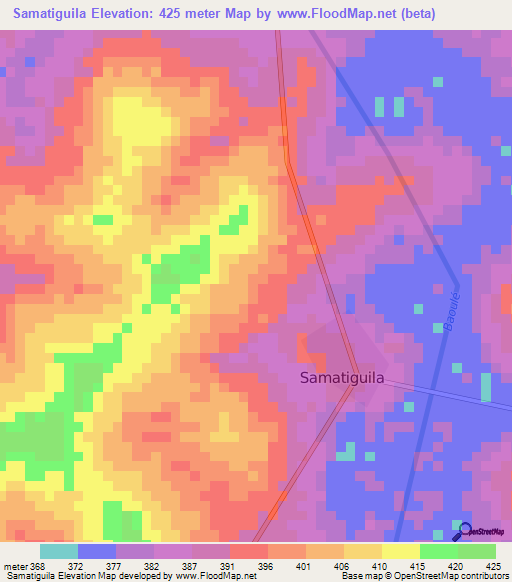 Samatiguila,Ivory Coast Elevation Map
