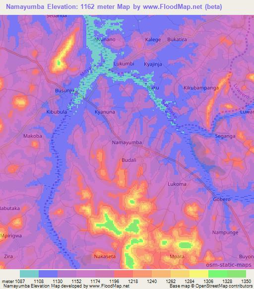 Namayumba,Uganda Elevation Map