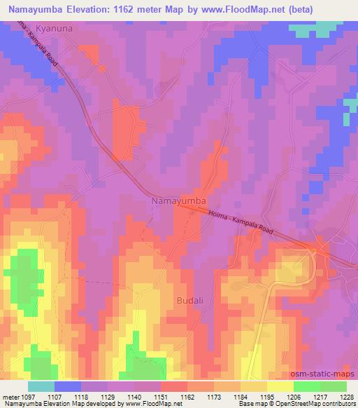 Namayumba,Uganda Elevation Map