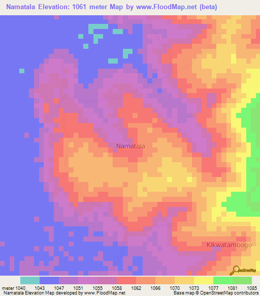 Namatala,Uganda Elevation Map