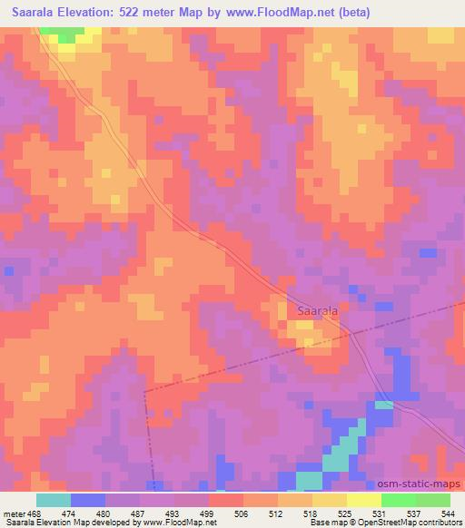 Saarala,Ivory Coast Elevation Map