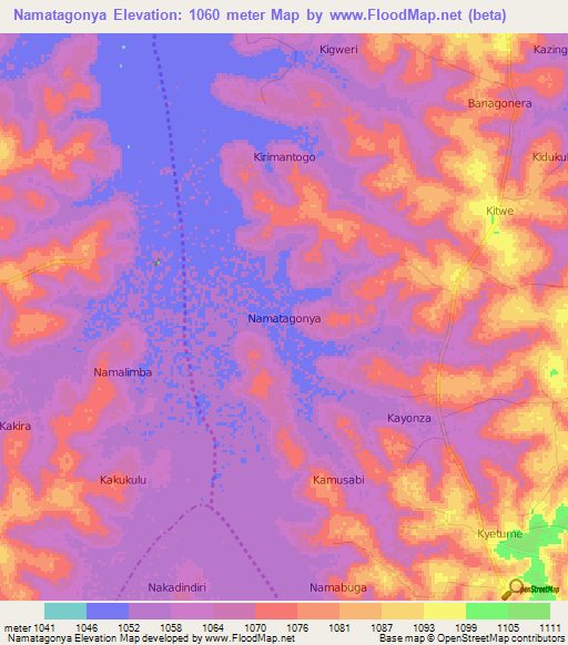 Namatagonya,Uganda Elevation Map