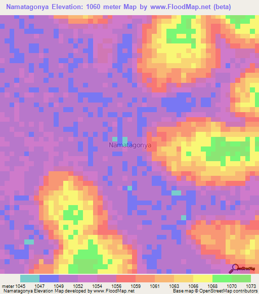 Namatagonya,Uganda Elevation Map