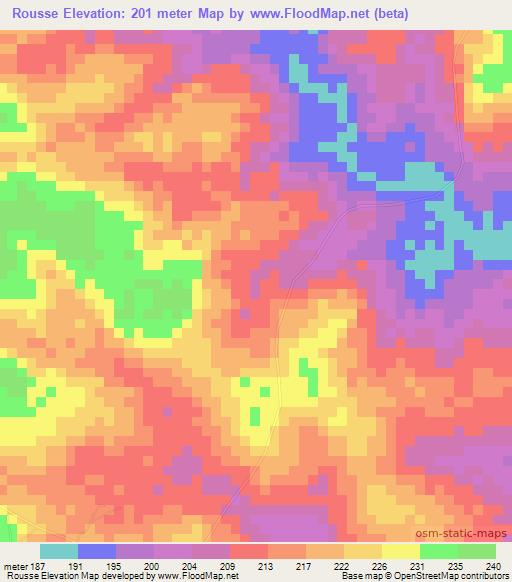 Rousse,Ivory Coast Elevation Map