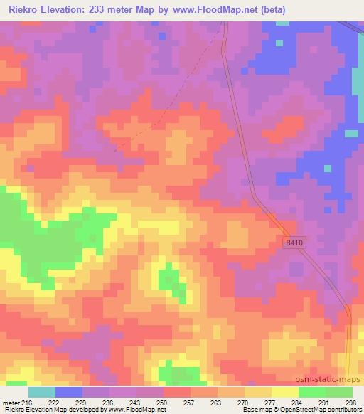 Riekro,Ivory Coast Elevation Map
