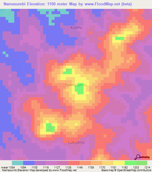 Namasumbi,Uganda Elevation Map