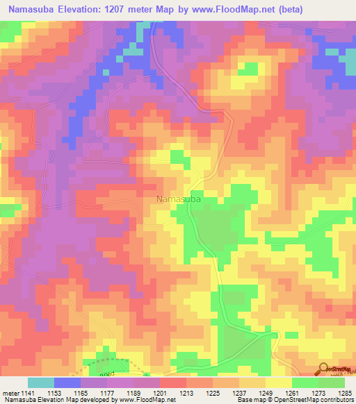 Namasuba,Uganda Elevation Map