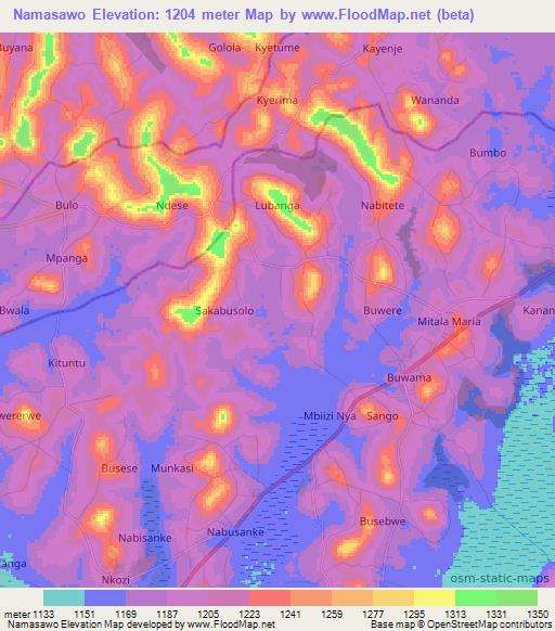 Namasawo,Uganda Elevation Map
