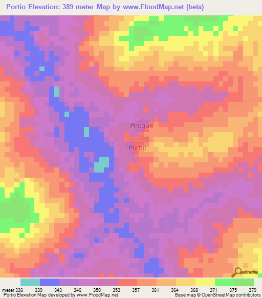 Portio,Ivory Coast Elevation Map