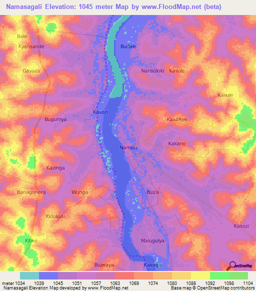 Namasagali,Uganda Elevation Map