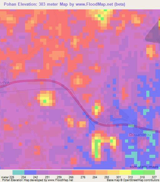 Pohan,Ivory Coast Elevation Map