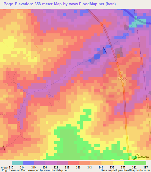 Pogo,Ivory Coast Elevation Map