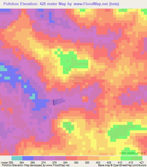 Pofohon,Ivory Coast Elevation Map