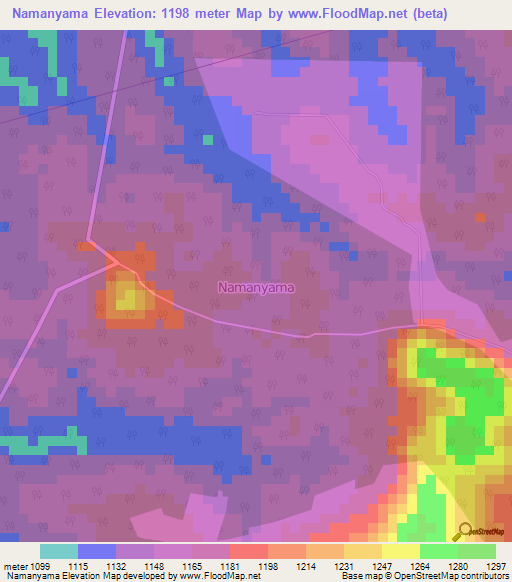 Namanyama,Uganda Elevation Map