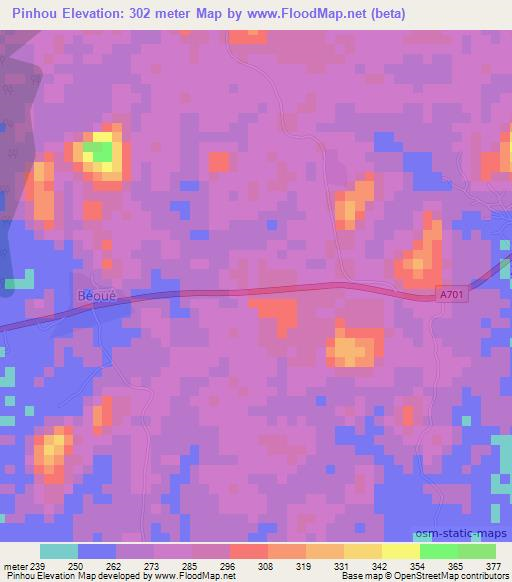 Pinhou,Ivory Coast Elevation Map
