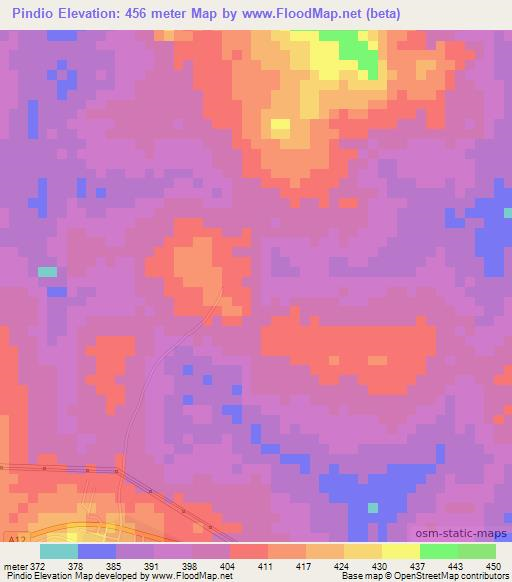 Pindio,Ivory Coast Elevation Map