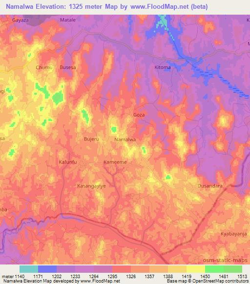 Namalwa,Uganda Elevation Map