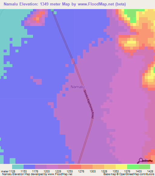 Namalu,Uganda Elevation Map