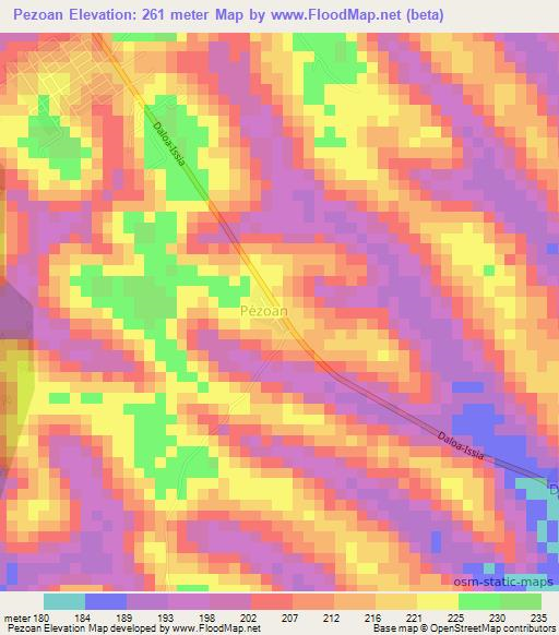 Pezoan,Ivory Coast Elevation Map
