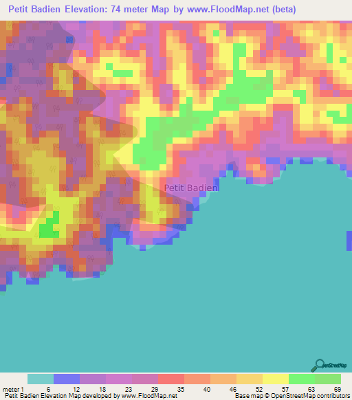 Petit Badien,Ivory Coast Elevation Map