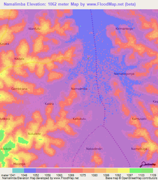 Namalimba,Uganda Elevation Map