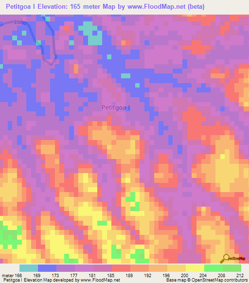 Petitgoa I,Ivory Coast Elevation Map