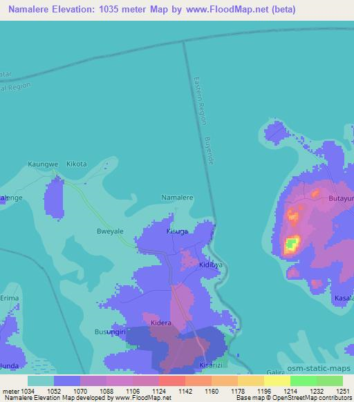 Namalere,Uganda Elevation Map