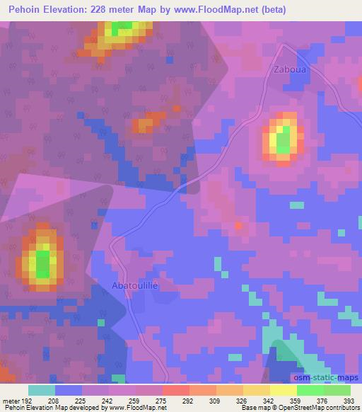 Pehoin,Ivory Coast Elevation Map