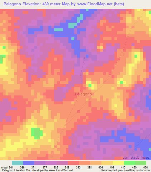 Pelagono,Ivory Coast Elevation Map