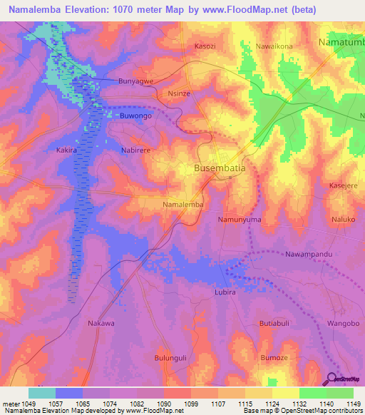 Namalemba,Uganda Elevation Map