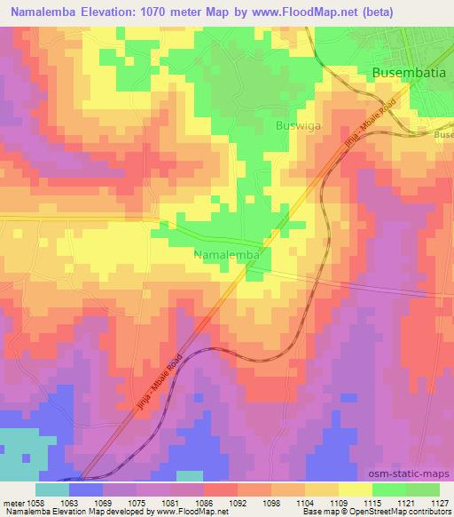 Namalemba,Uganda Elevation Map