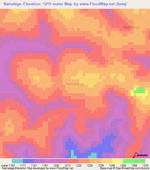 Namalege,Uganda Elevation Map