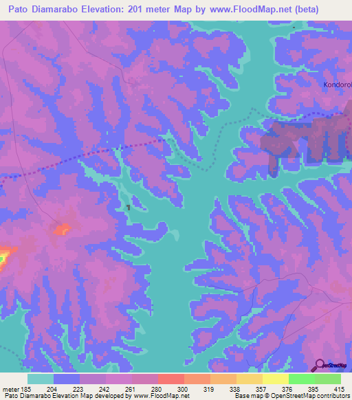 Pato Diamarabo,Ivory Coast Elevation Map