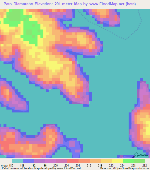 Pato Diamarabo,Ivory Coast Elevation Map