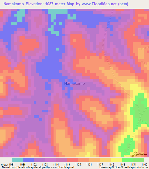 Namakomo,Uganda Elevation Map