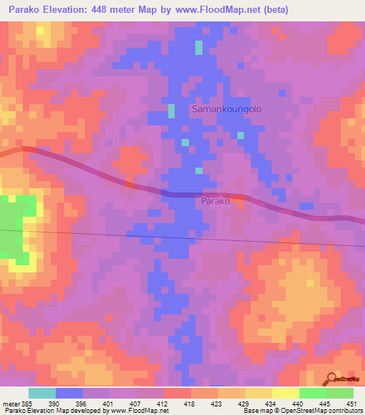 Parako,Ivory Coast Elevation Map
