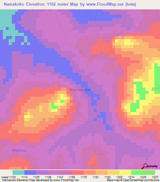 Namakoko,Uganda Elevation Map