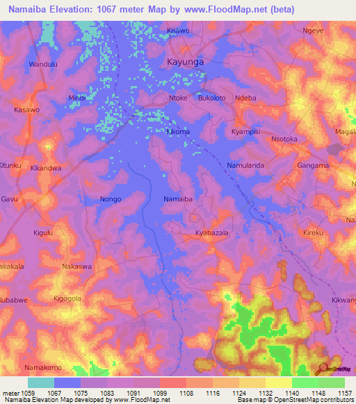 Namaiba,Uganda Elevation Map