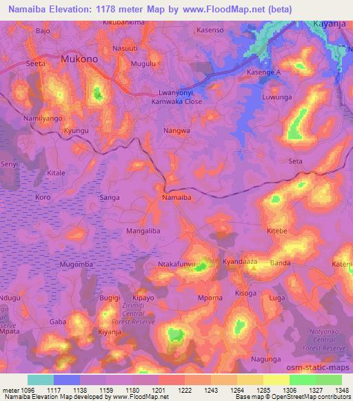 Namaiba,Uganda Elevation Map