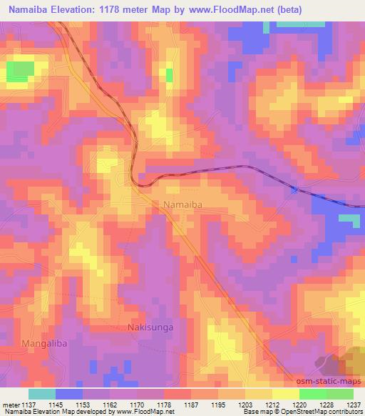 Namaiba,Uganda Elevation Map