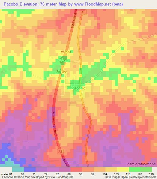 Pacobo,Ivory Coast Elevation Map