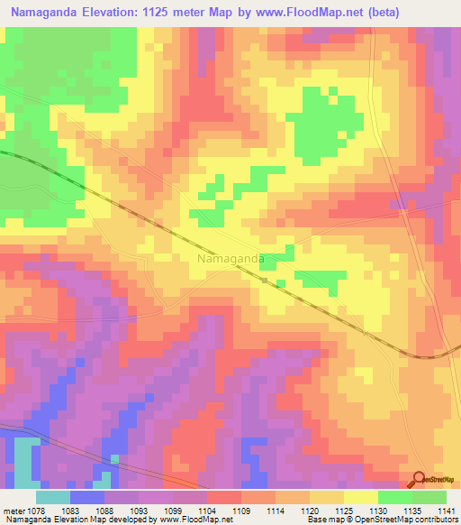Namaganda,Uganda Elevation Map