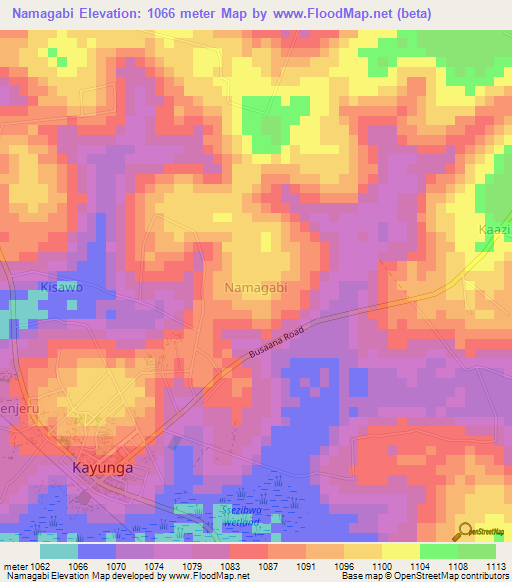 Namagabi,Uganda Elevation Map