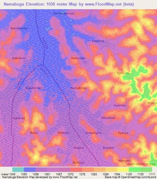 Namabuga,Uganda Elevation Map