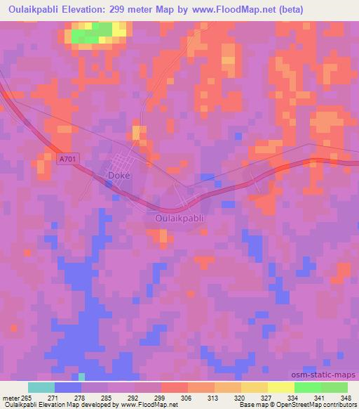 Oulaikpabli,Ivory Coast Elevation Map